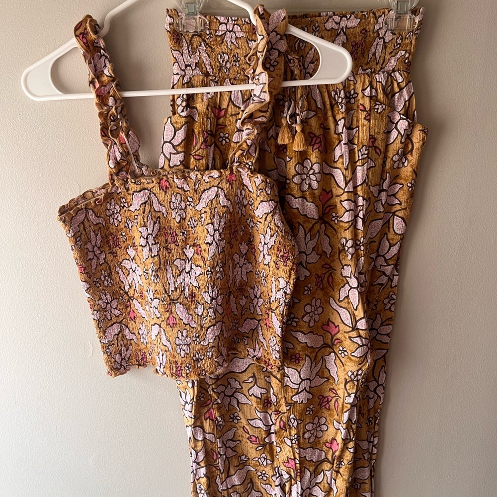 American Eagle Outfitters Floral Jumpsuit in Mustard and Pink